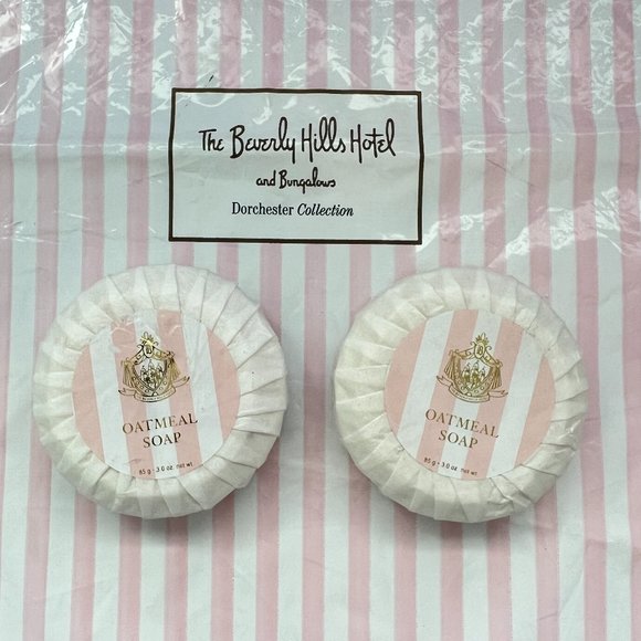 NWT Set of Two Beverly Hills Hotel Oatmeal Soap Full Round Bar